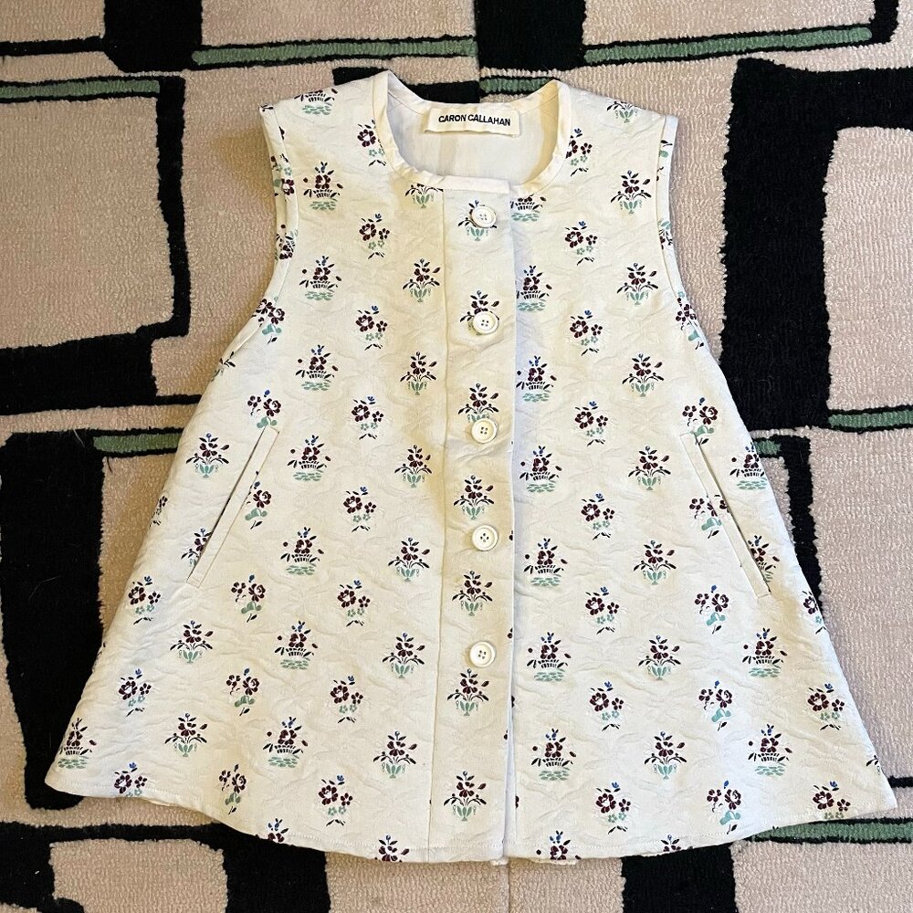 ONE OF A KIND Caron Callahan Floral Jacquard Button Vest Size S